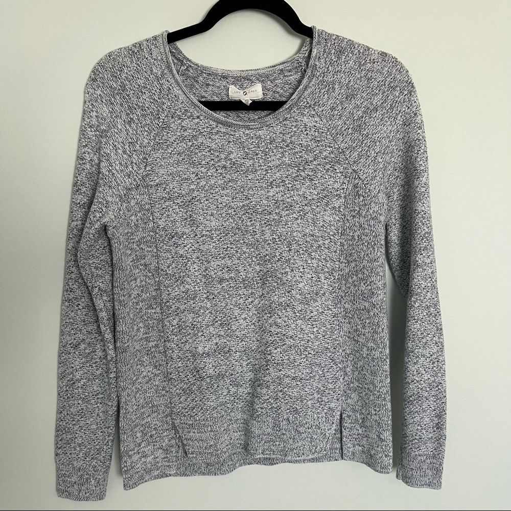 Lou and Grey Heathered Slate Blueish Grey and White Cotton Sweater
